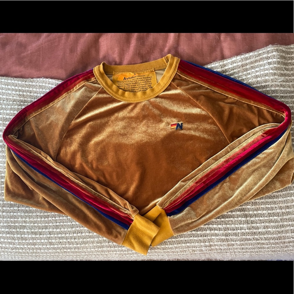 Aviator Nation Classic Velour Sweatshirt Gold (S)